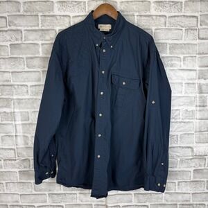 Beretta Mens XL Navy Blue Long Sleeve Shooting Shirt Quilted Patch Cape Vent